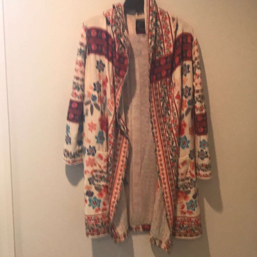 Johnny Was jacket with hood embroidered cotton.